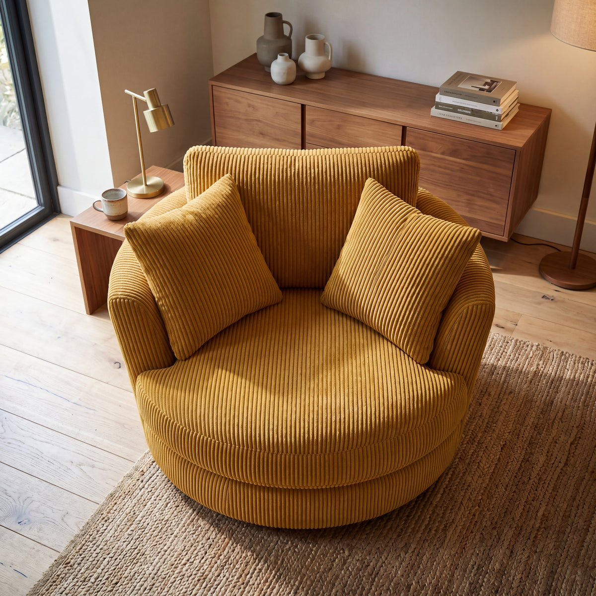 Cuddle Swivel Chair - Mustard