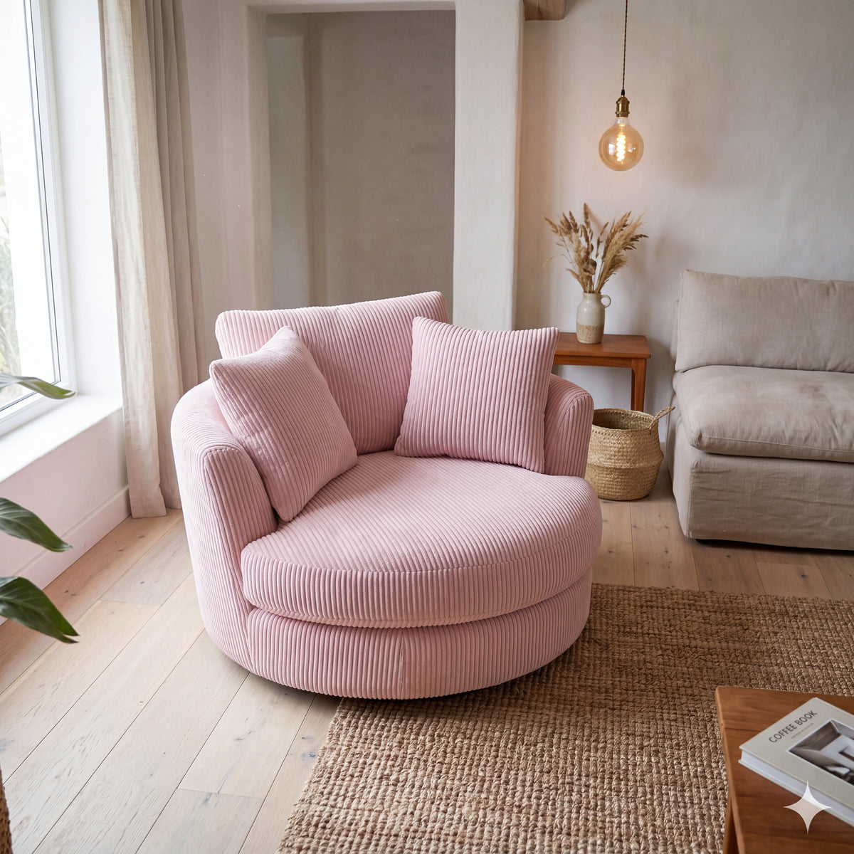 Cuddle Swivel Chair - Baby Pink