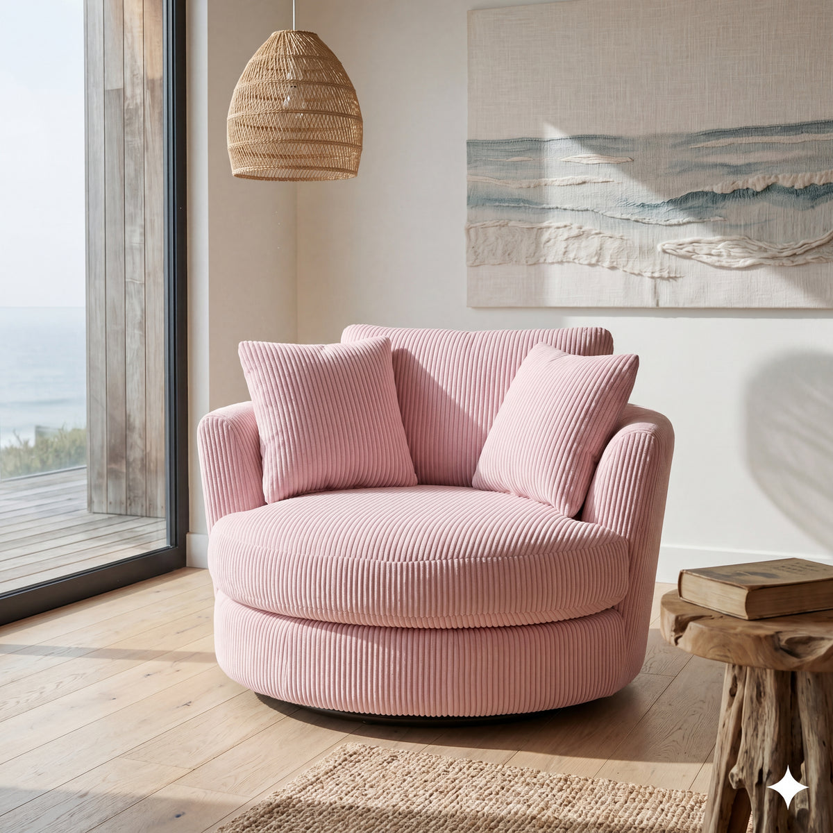 Cuddle Swivel Chair - Baby Pink