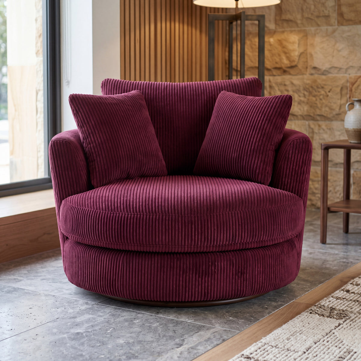 Cuddle Swivel Chair - Burgundy