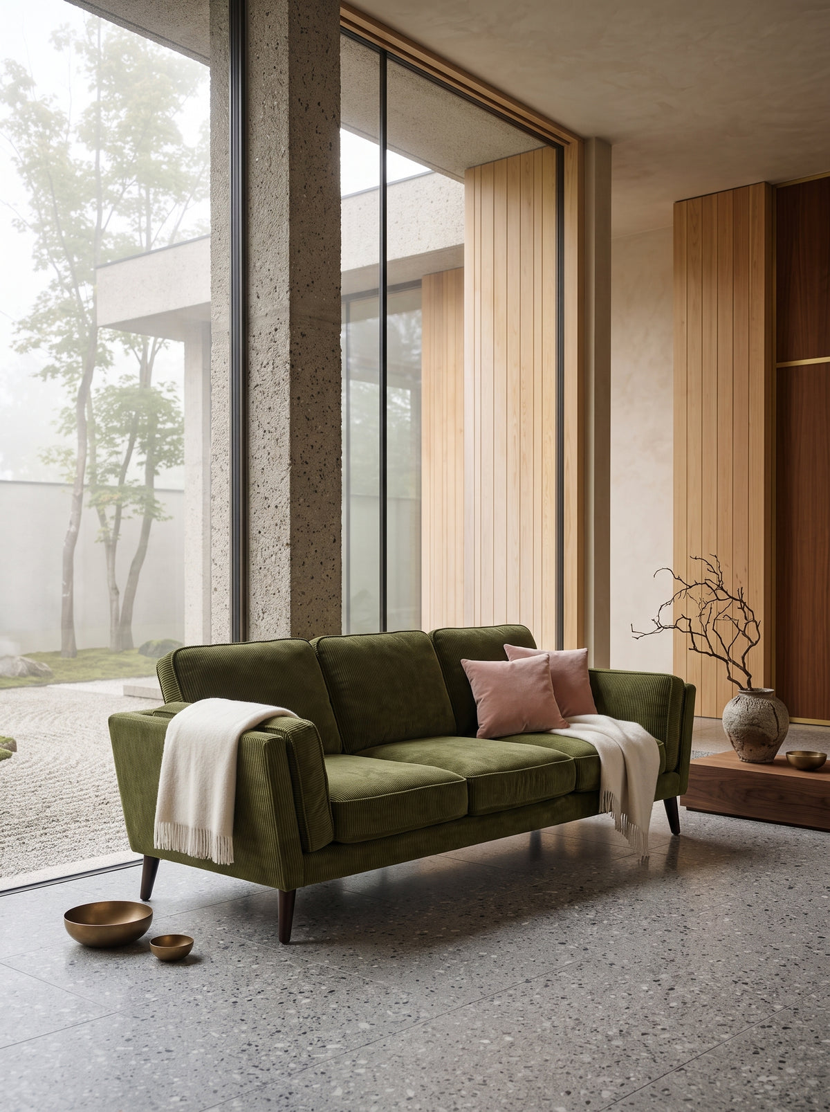 Monroe Sofa - Olive Green Corduroy