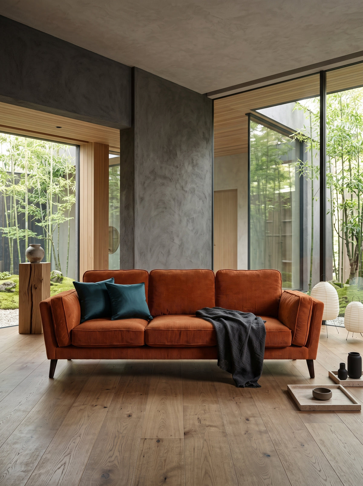 Monroe Sofa - Burnt Orange Corduroy