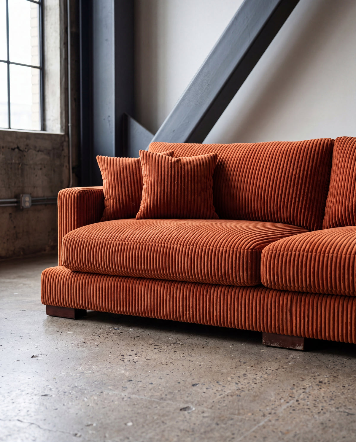 Cloud Sofa Burnt Orange Corduroy — Lifestyle
