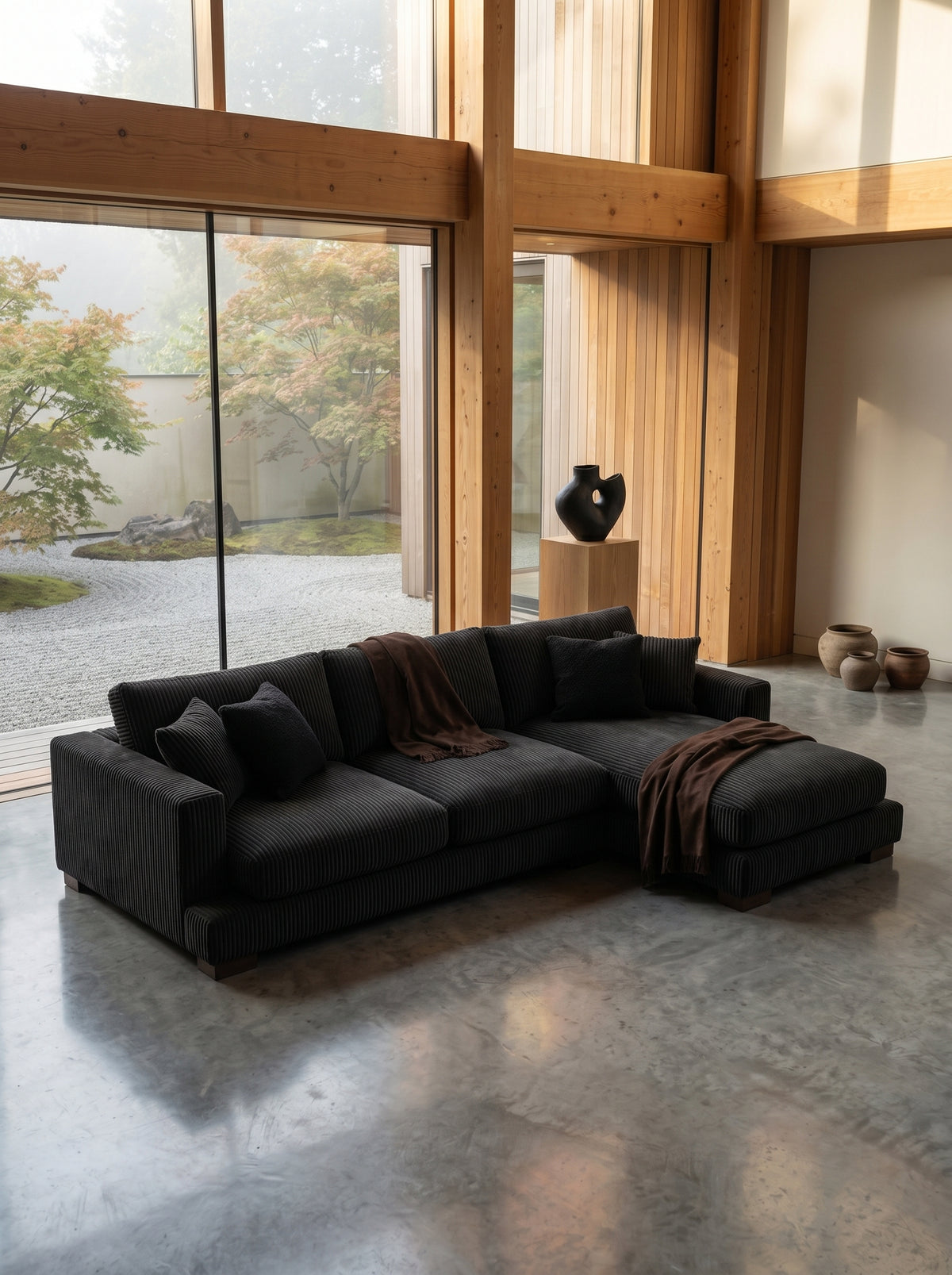 Bagira Black Corduroy Cloud Chaise Lounge