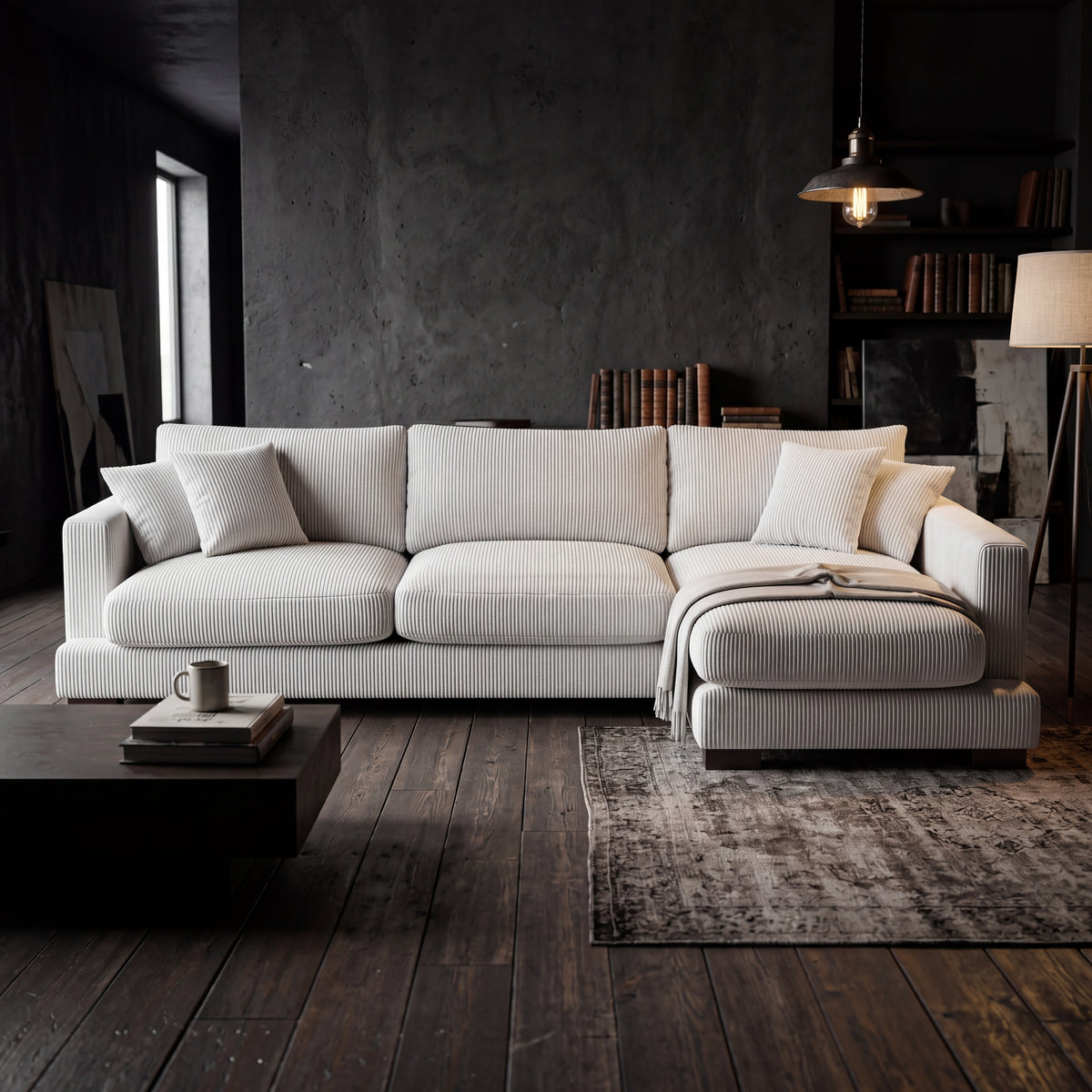 Cloud Chaise Lounge White Corduroy — Lifestyle