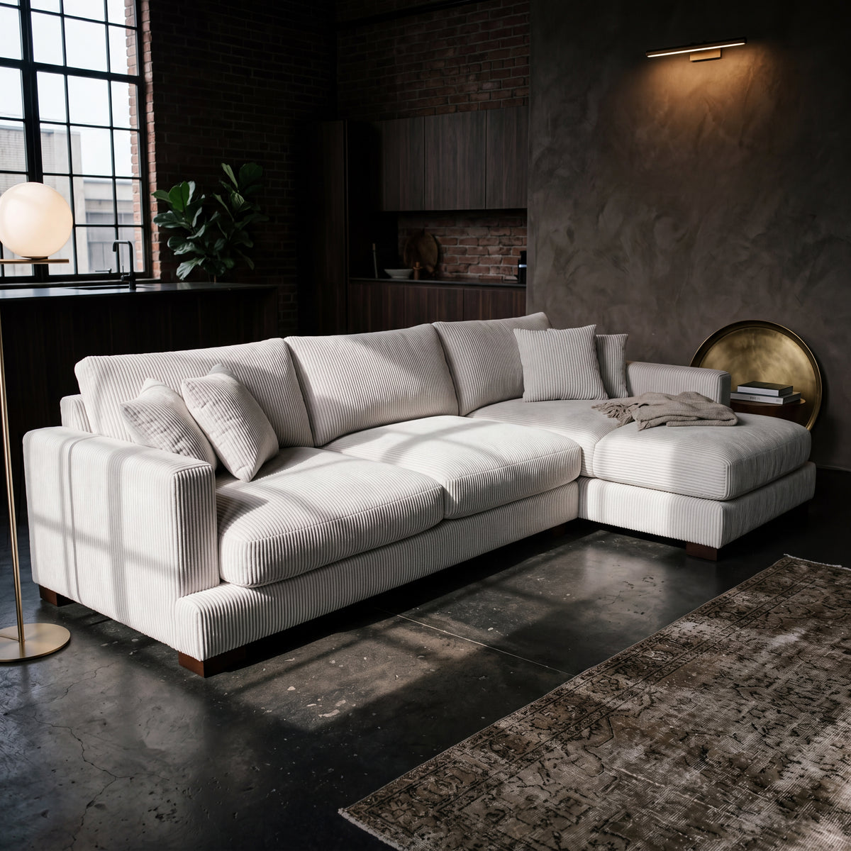 Cloud Chaise Lounge White Corduroy