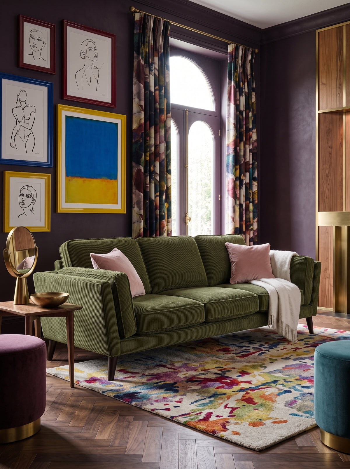 Monroe Sofa - Olive Green Corduroy