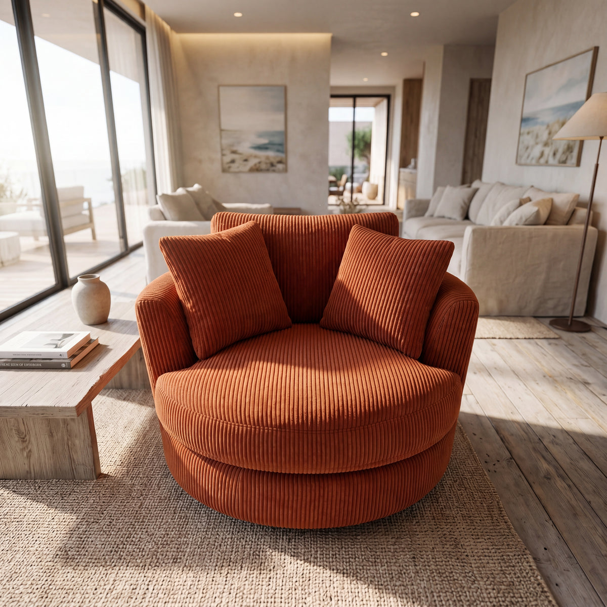 Cuddle Swivel Chair - Burnt Orange