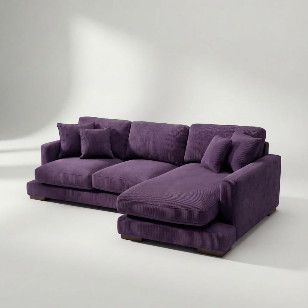 City Chaise Lounge Purple Corduroy