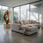 City Chaise Lounge White Corduroy