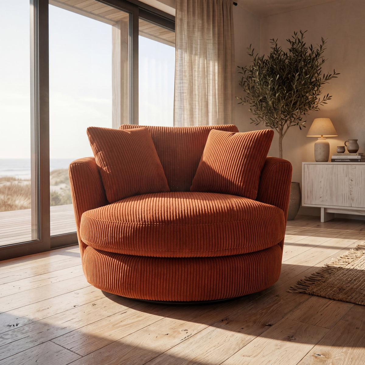 Cuddle Swivel Chair - Burnt Orange