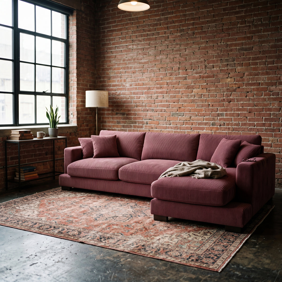 Cloud Chaise Lounge Burgundy Corduroy