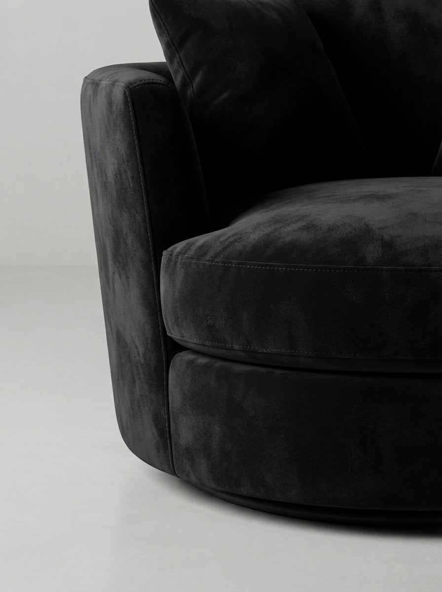 Cuddle Swivel Chair - Black Velvet — Lifestyle