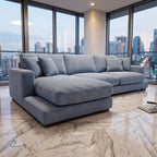 City Chaise Lounge Baby Blue Corduroy