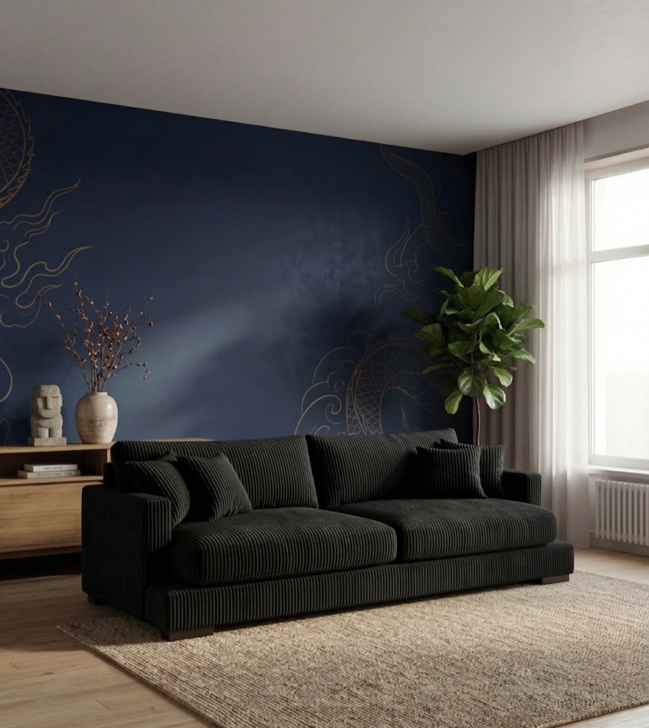 Cloud Sofa Bagira Black Corduroy
