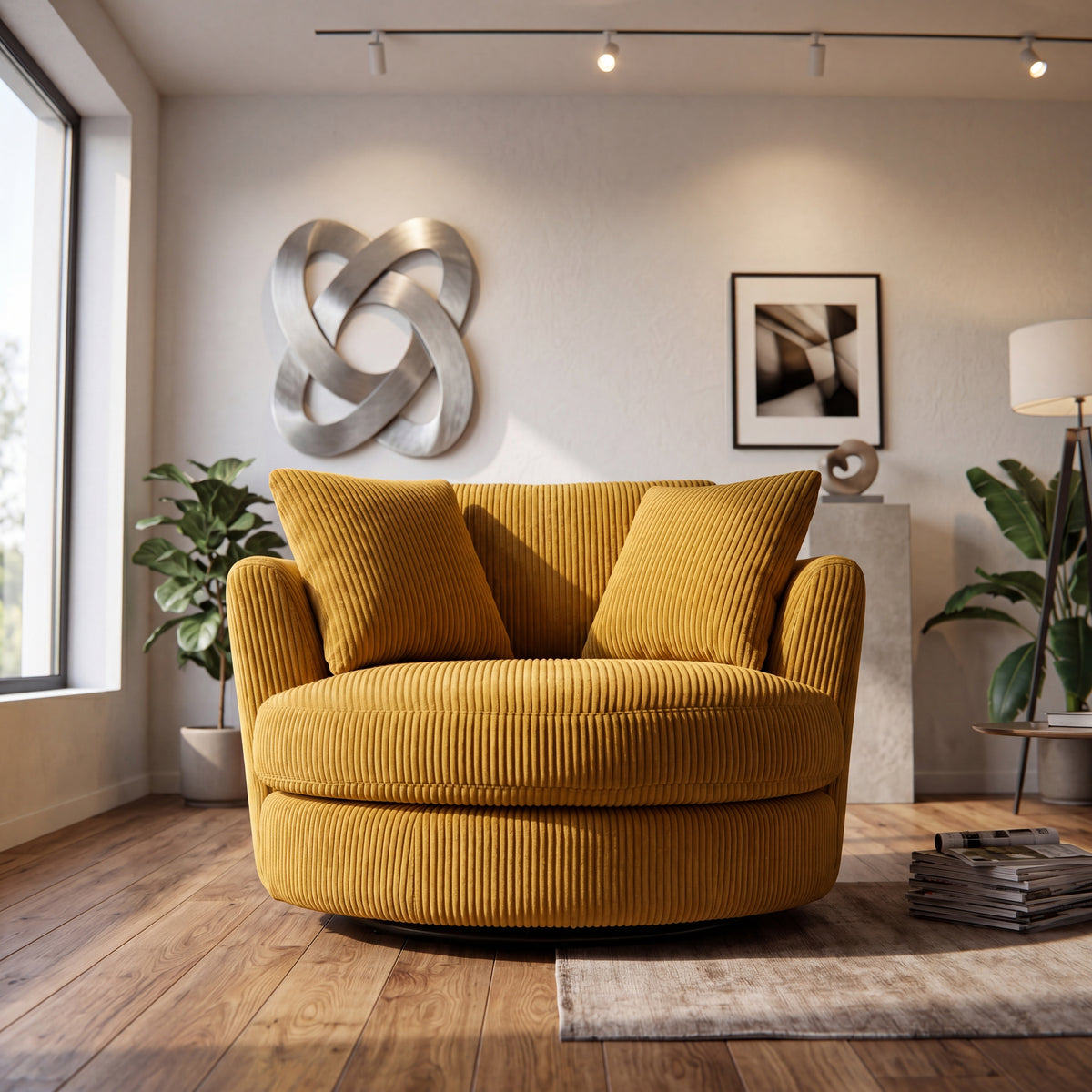 Cuddle Swivel Chair - Mustard