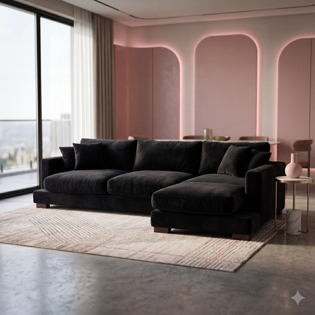 Cloud Chaise Lounge Black Velvet