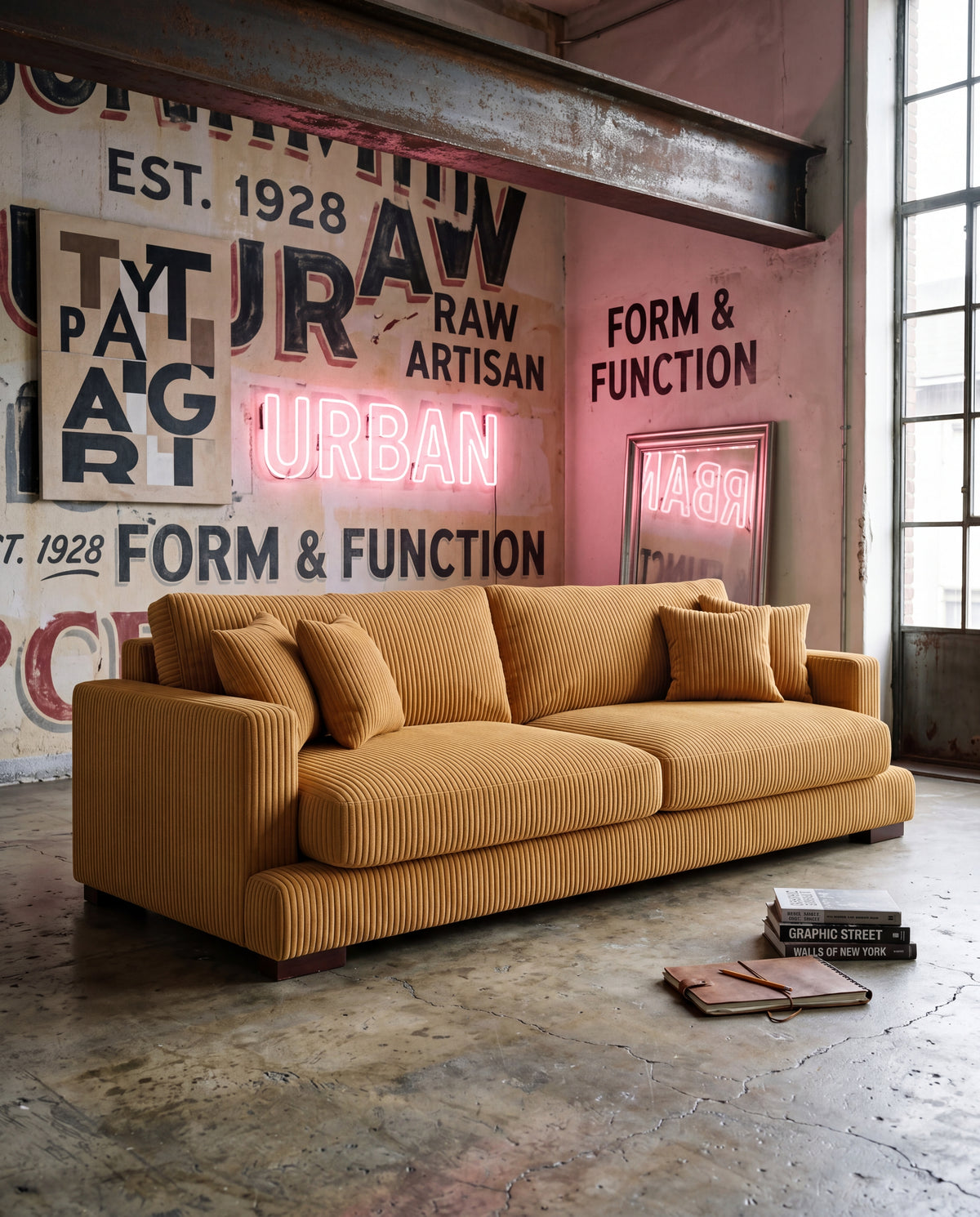 Cloud Sofa Mustard Corduroy — Lifestyle