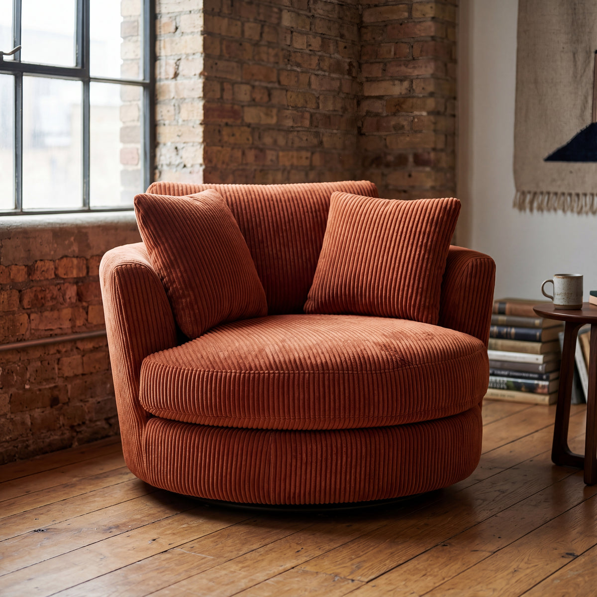Cuddle Swivel Chair - Burnt Orange
