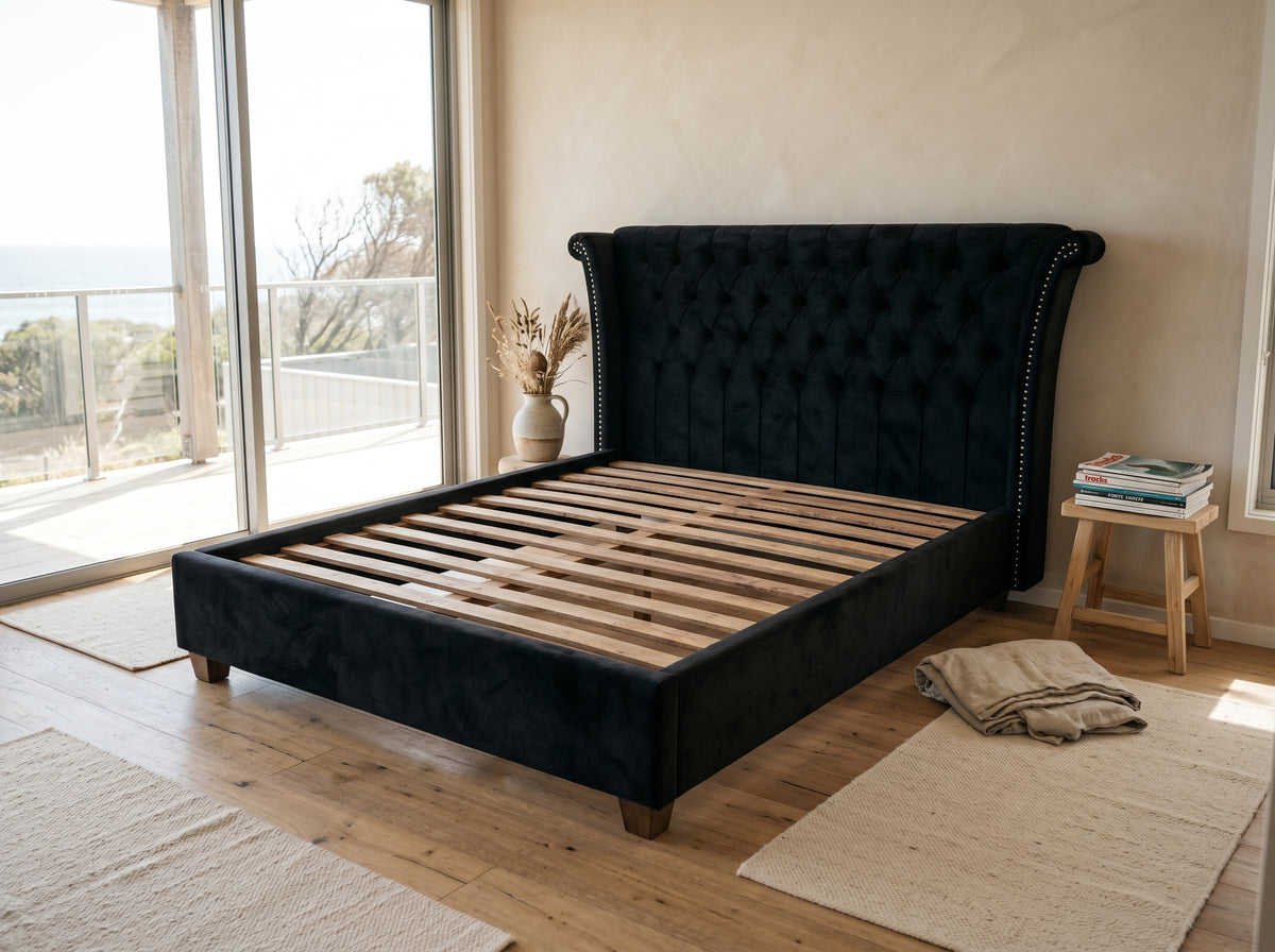 Escala Bedframe - Bagira Black Velvet — Lifestyle