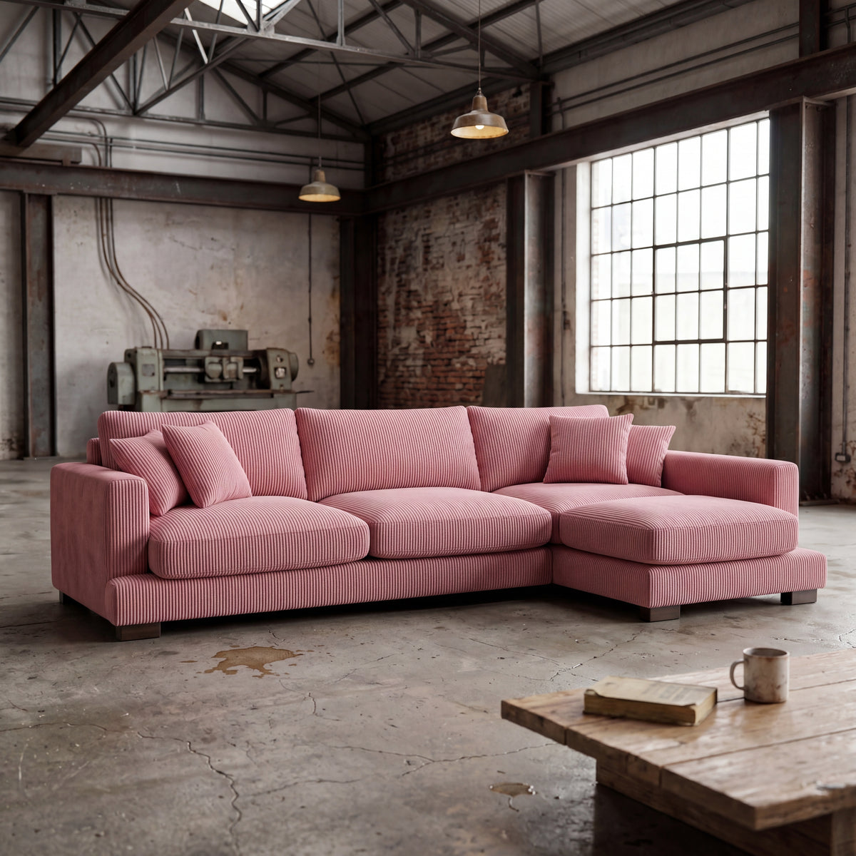 Cloud Chaise Lounge Rose Pink Corduroy