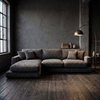 City Chaise Lounge Grey Corduroy