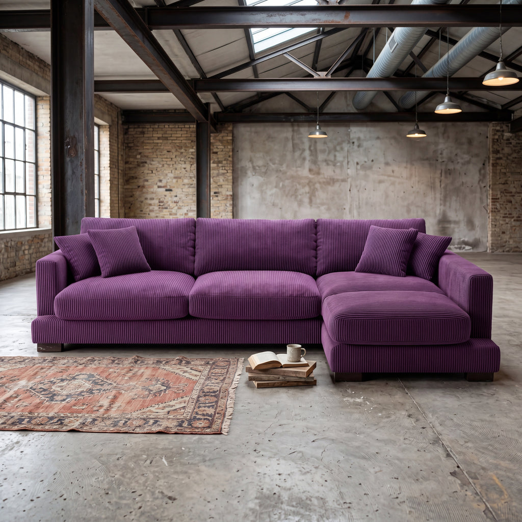 Cloud Chaise Lounge Purple Corduroy