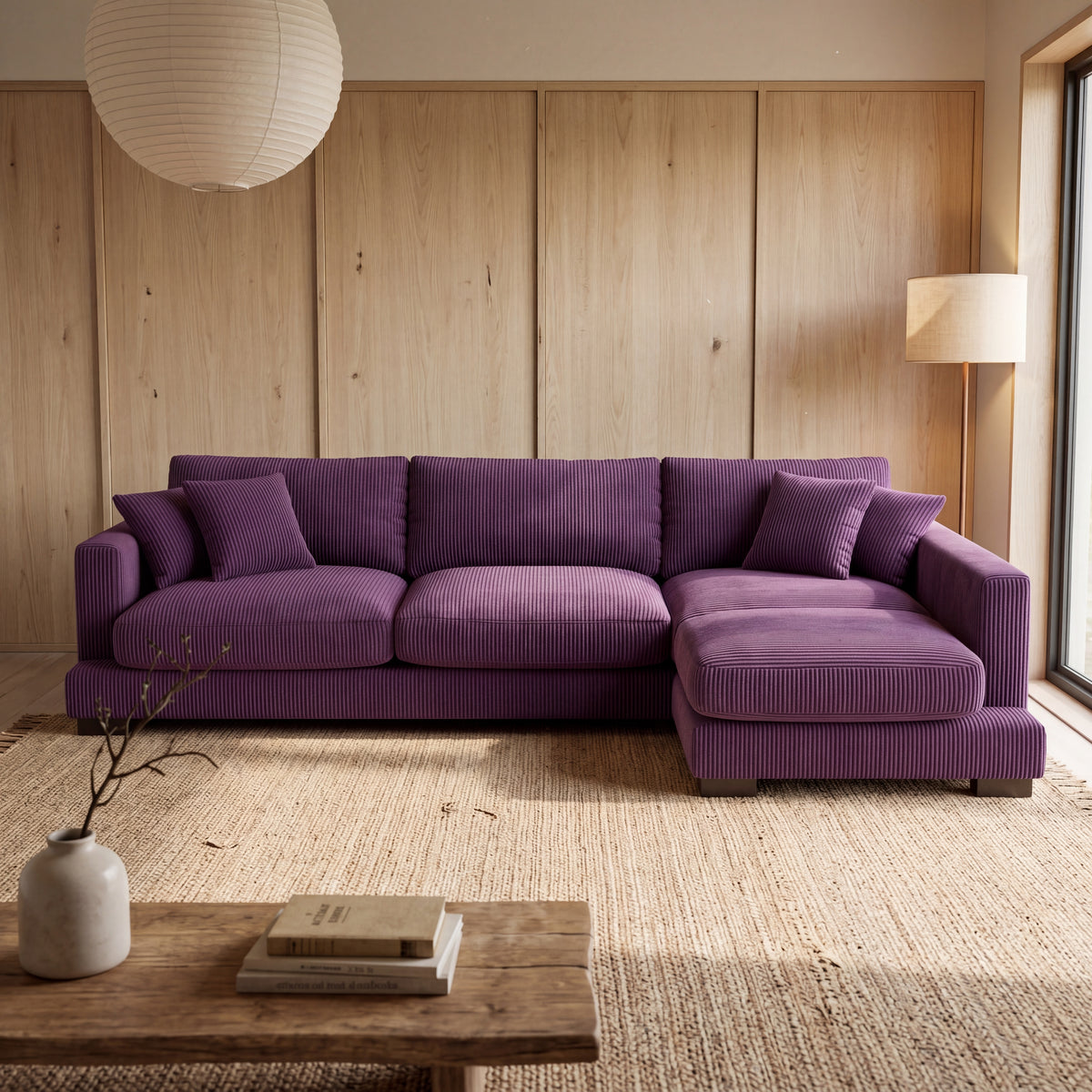 Cloud Chaise Lounge Purple Corduroy — Lifestyle