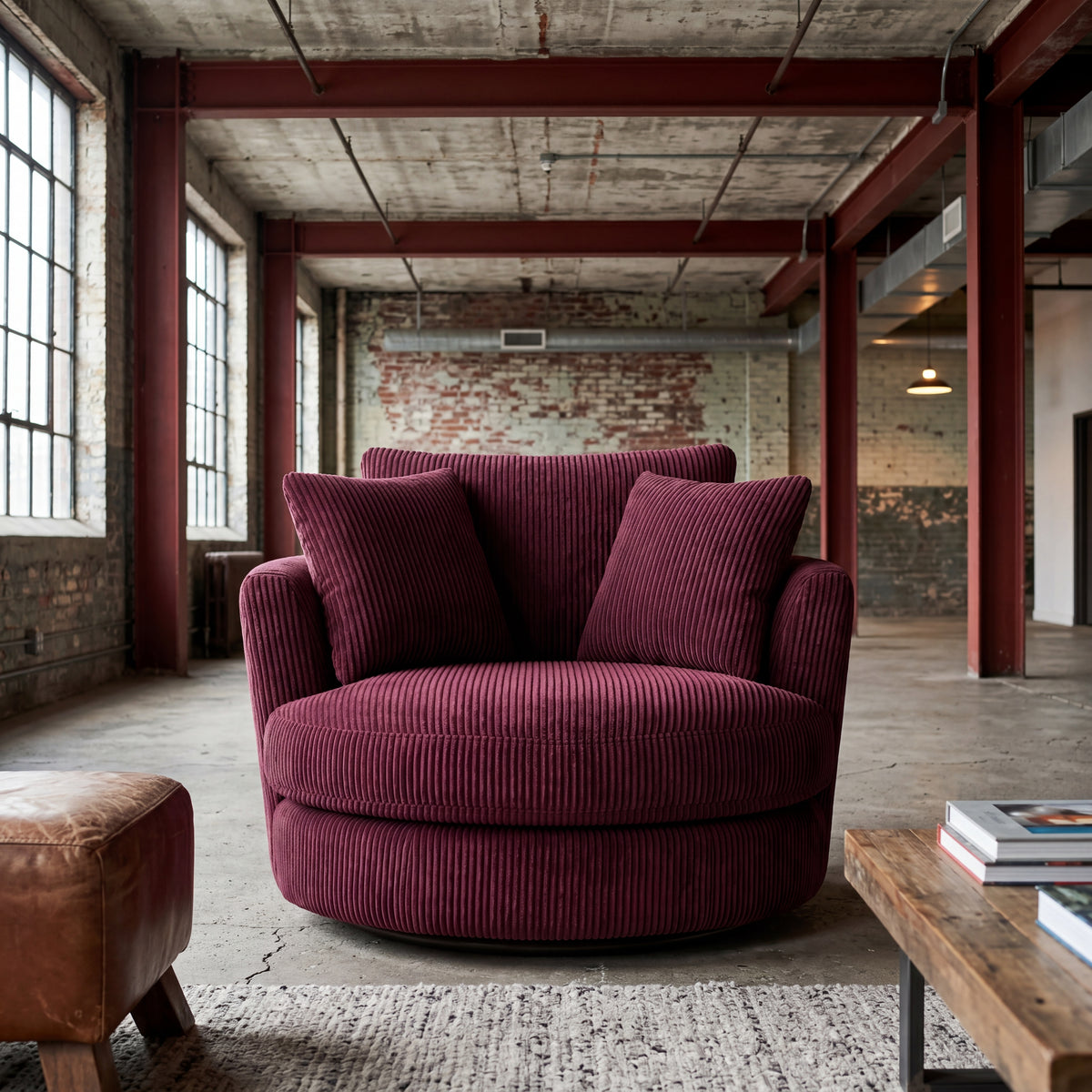 Cuddle Swivel Chair - Burgundy