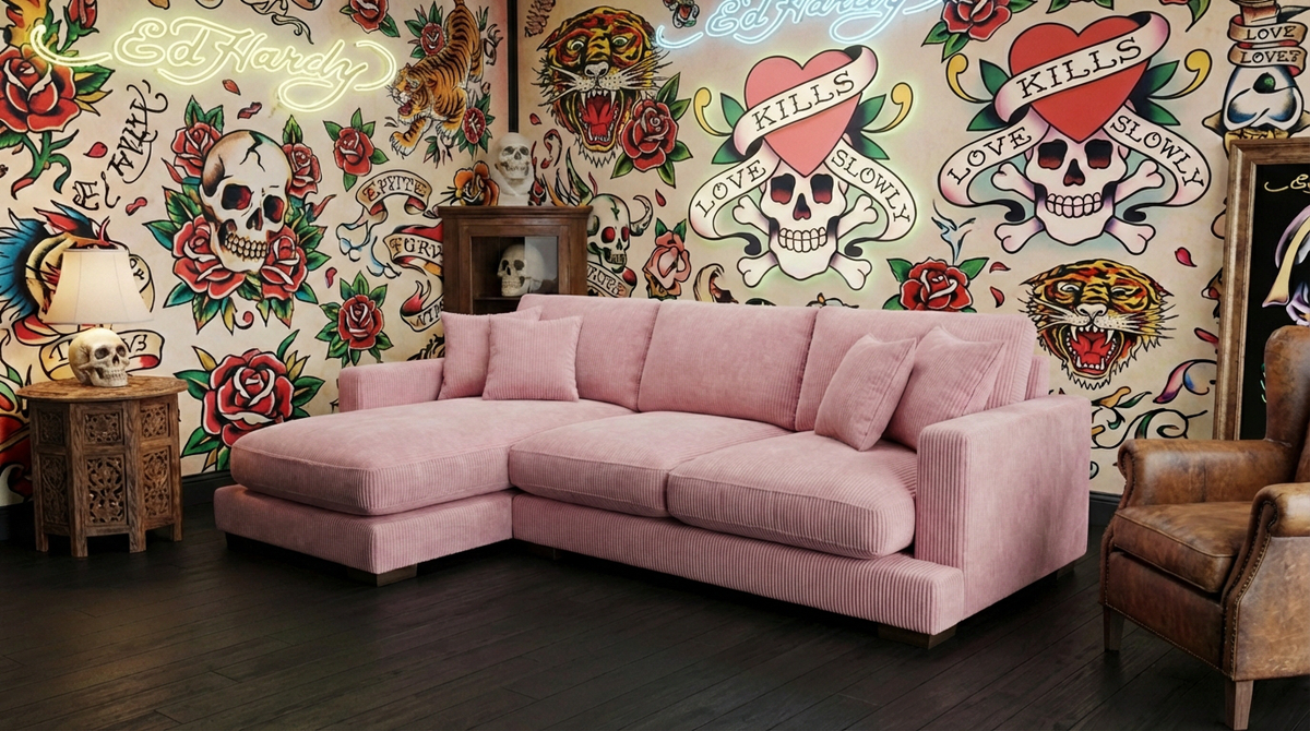 City Rose Pink Corduroy Chaise Lounge