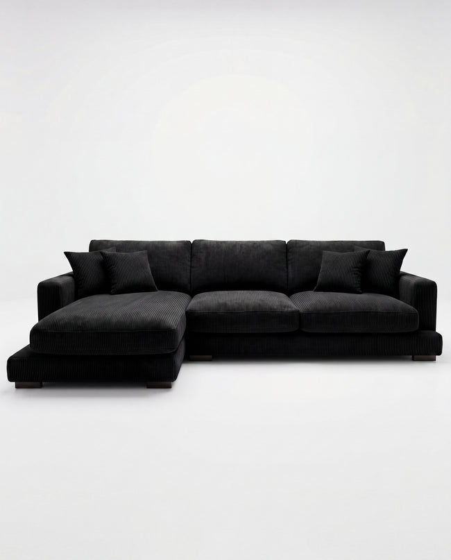 City Chaise Lounge - Bagira Black Corduroy Hover Image