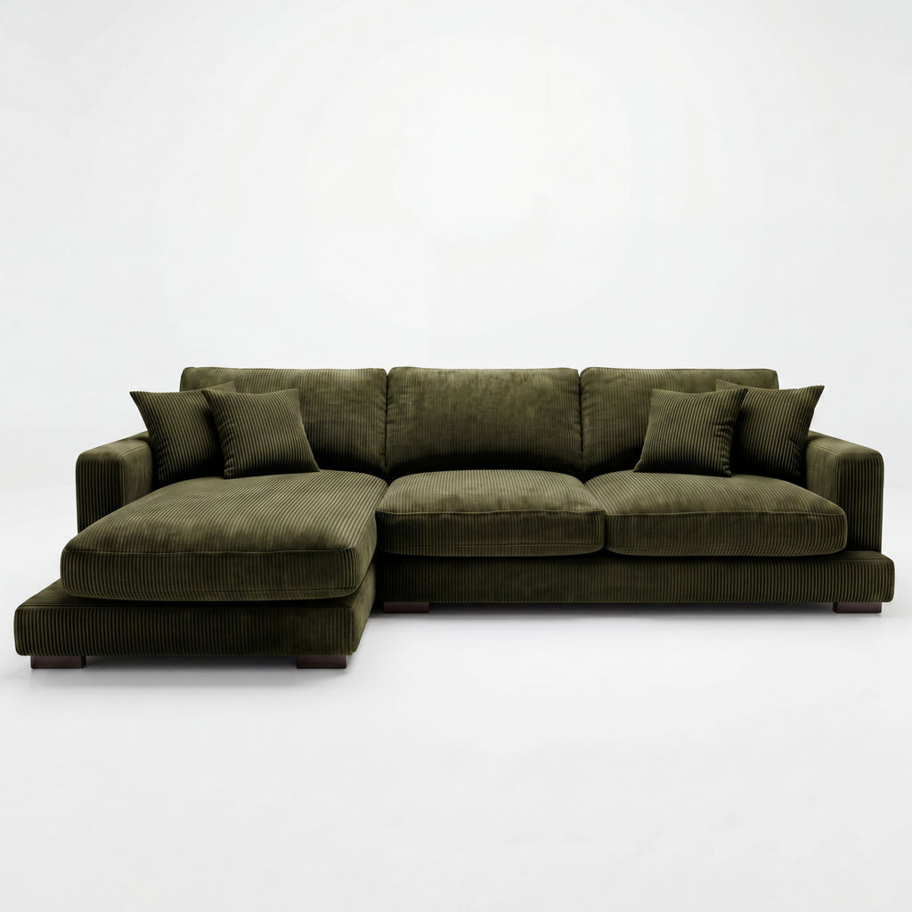 City Chaise Lounge Olive Green Corduroy