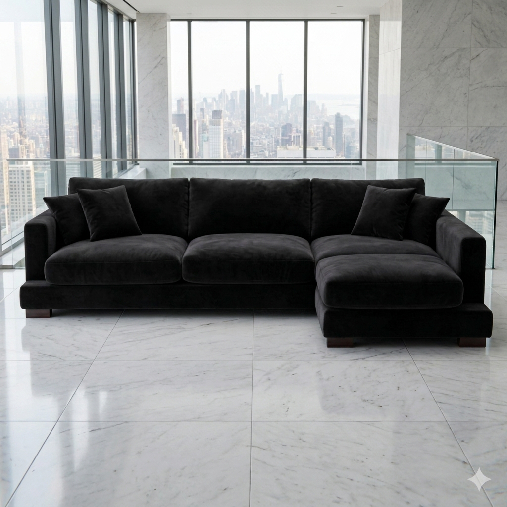 Cloud Chaise Lounge Black Velvet — Lifestyle