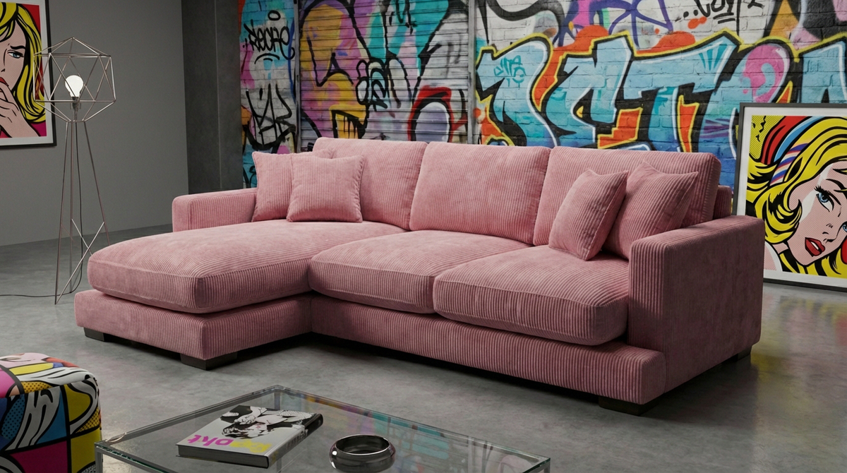 City Rose Pink Corduroy Chaise Lounge