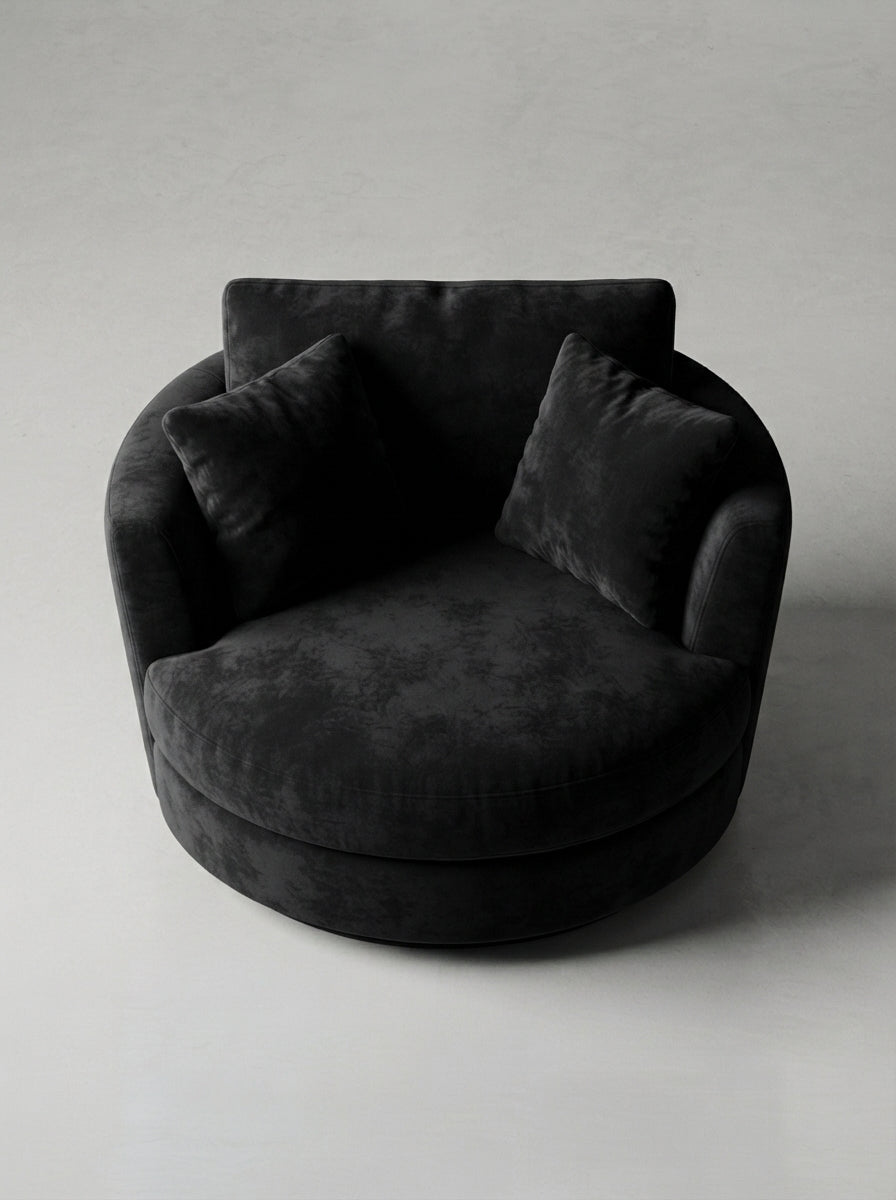 Cuddle Swivel Chair - Black Velvet