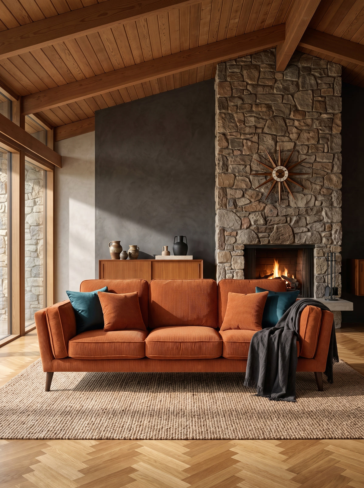 Monroe Sofa - Burnt Orange Corduroy