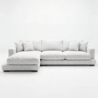 City Chaise Lounge White Corduroy