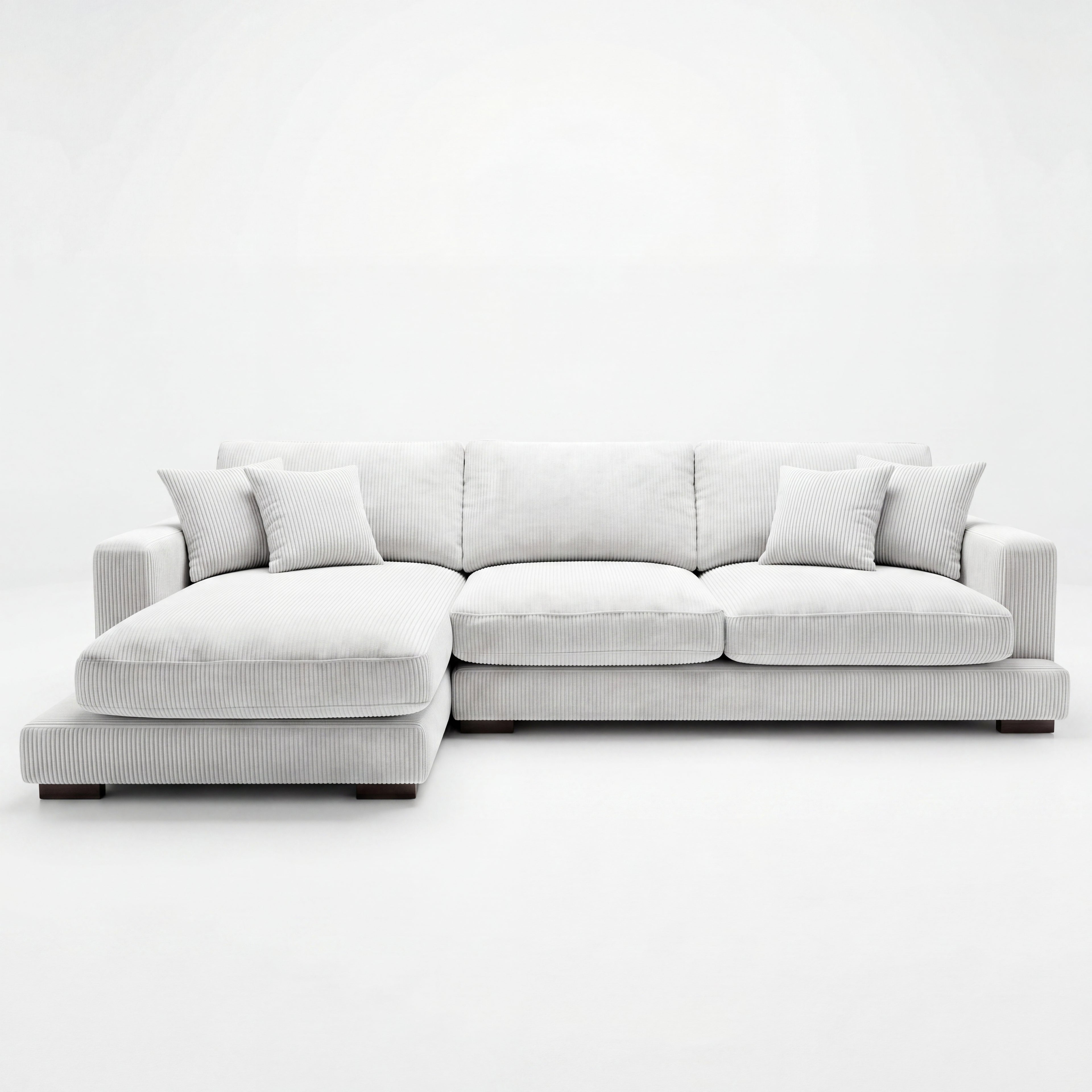 City Chaise Lounge White Corduroy