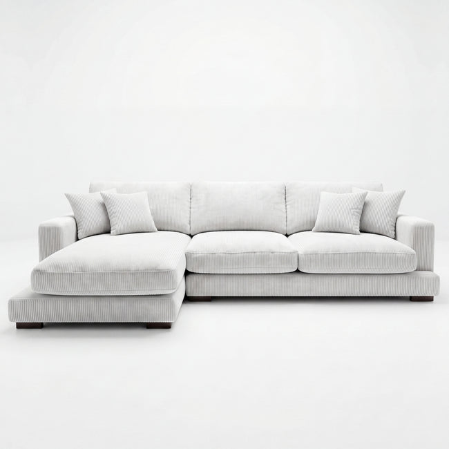 City Chaise Lounge White Corduroy Hover Image