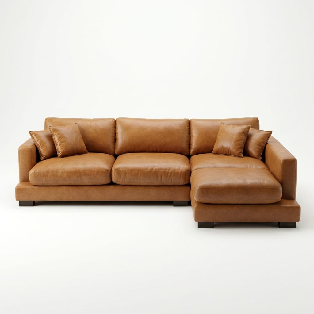 Cloud Chaise Lounge Tan Leather