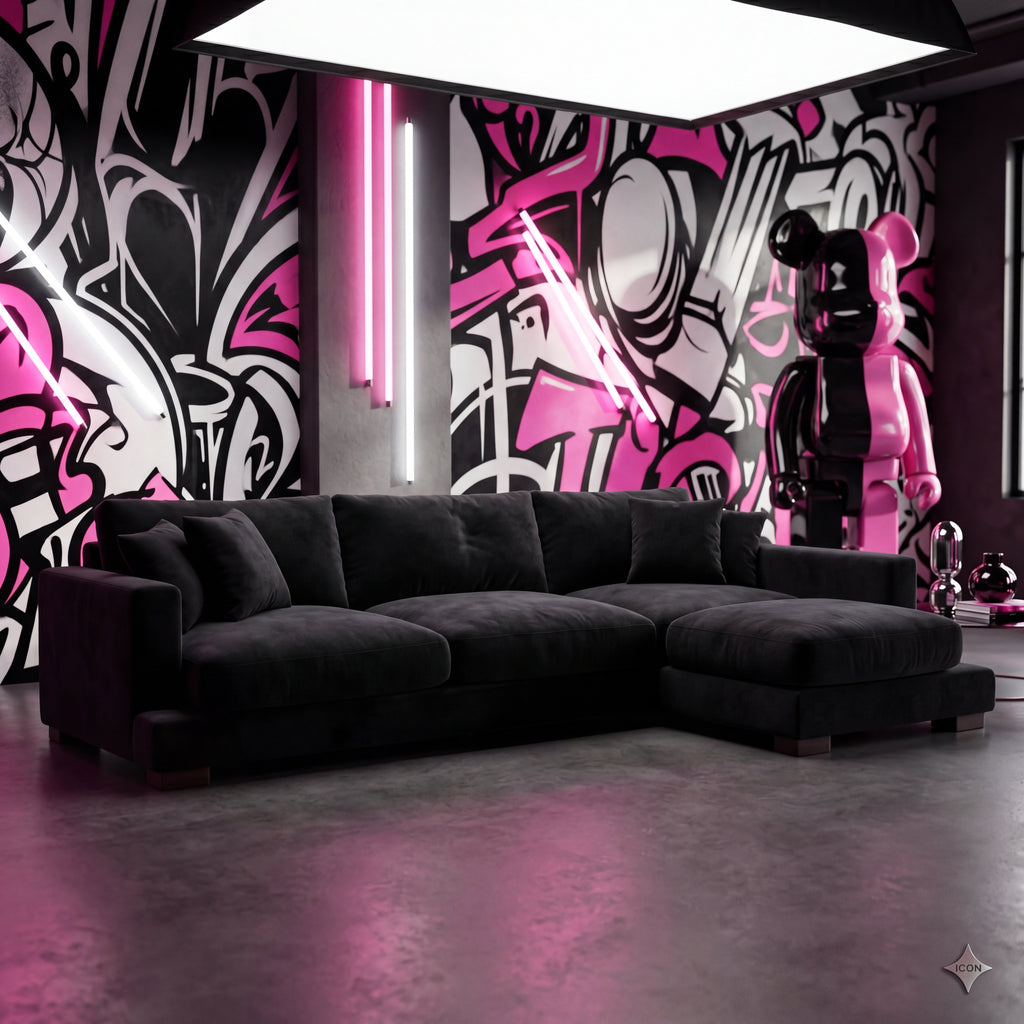 Cloud Chaise Lounge Black Velvet