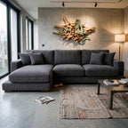 City Chaise Lounge Grey Corduroy