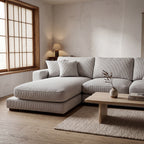 City Chaise Lounge White Corduroy