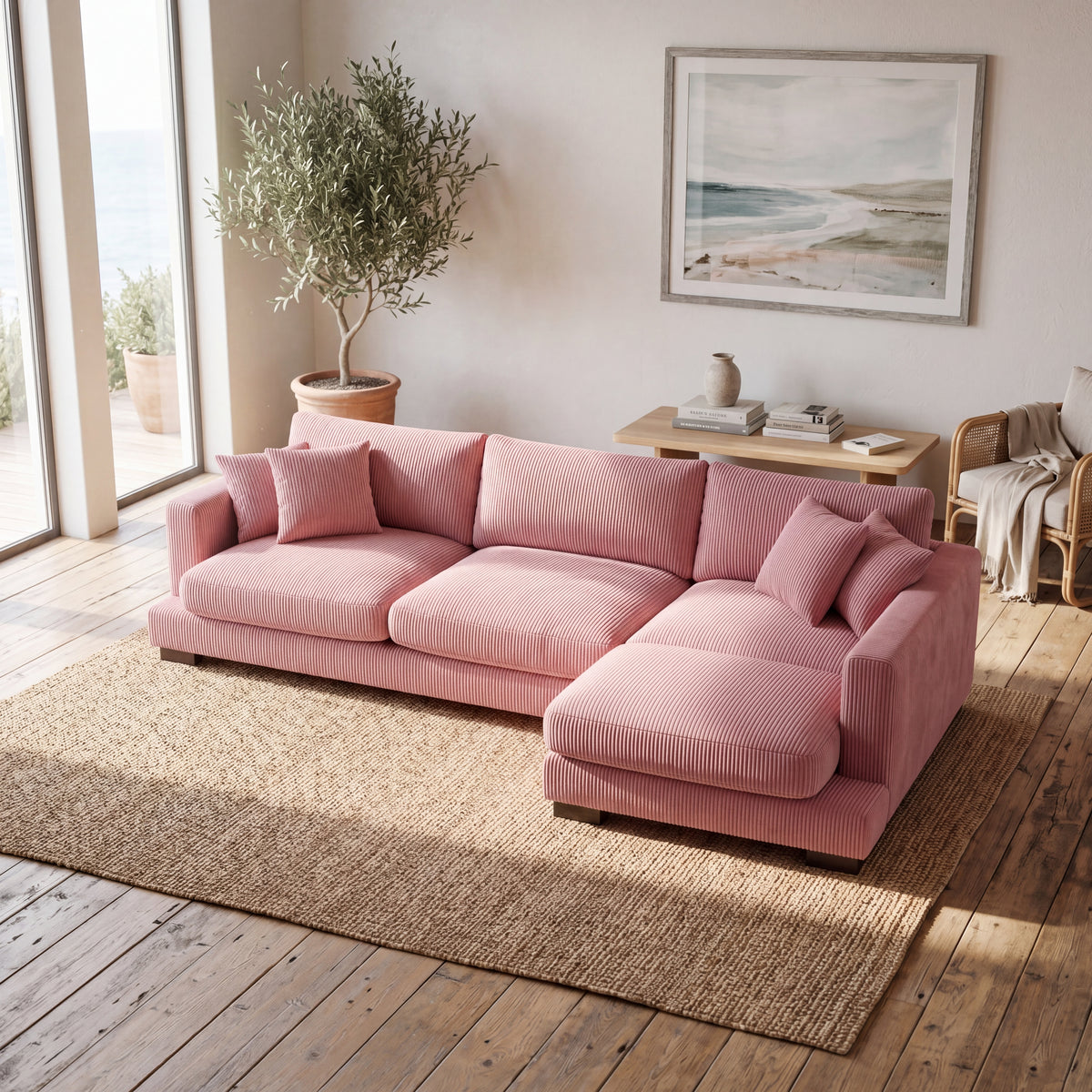 Cloud Chaise Lounge Rose Pink Corduroy