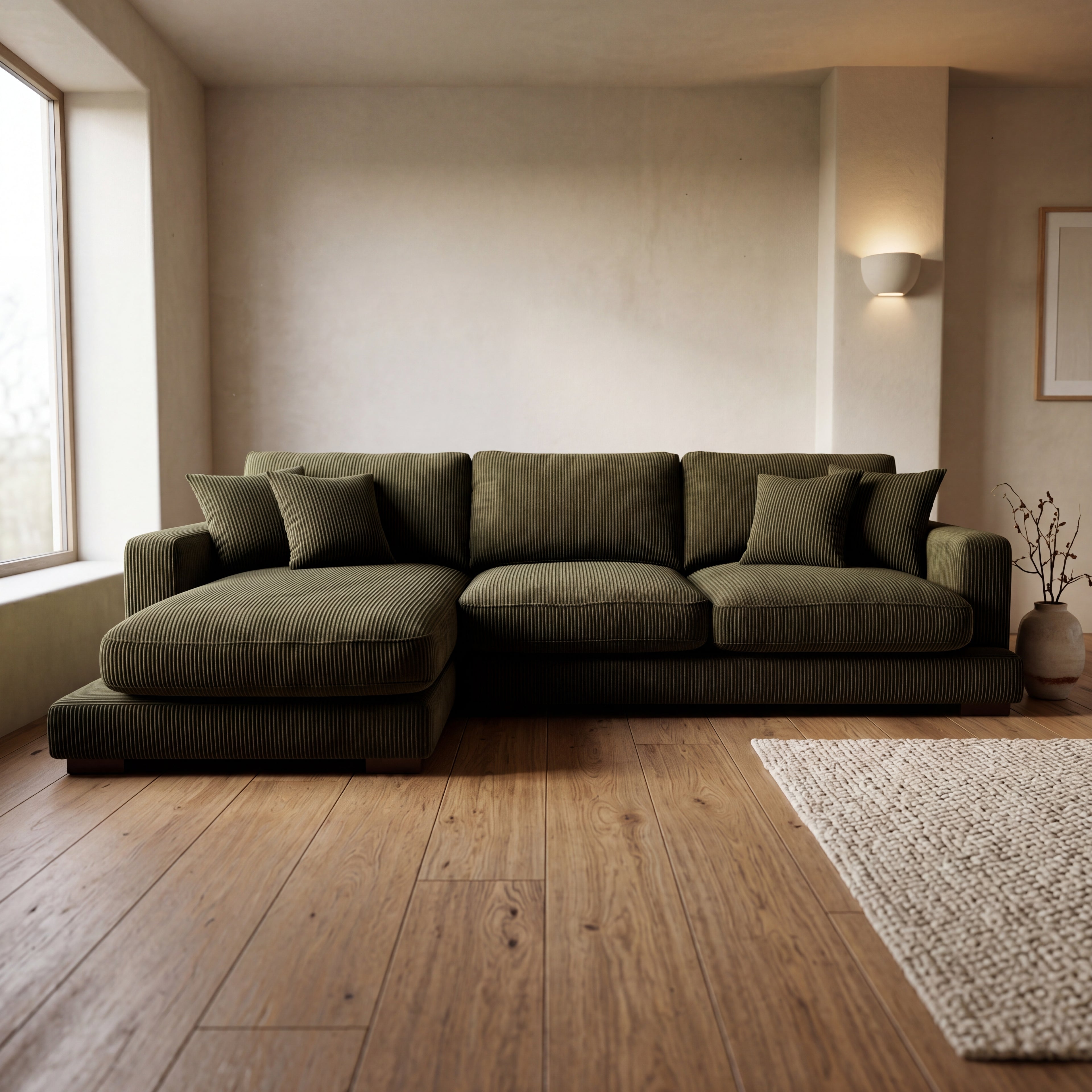 City Chaise Lounge Olive Green Corduroy