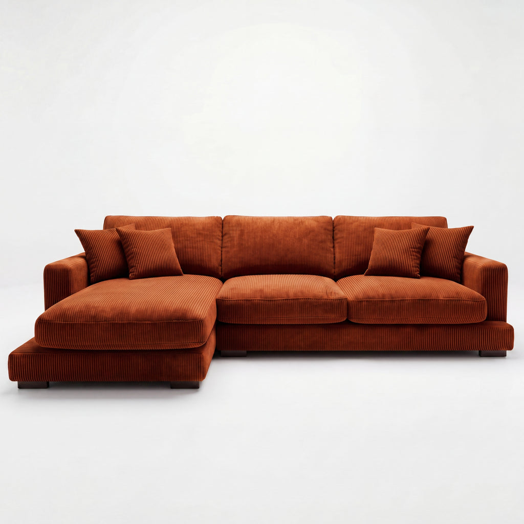 City Chaise Lounge Burnt Orange Corduroy