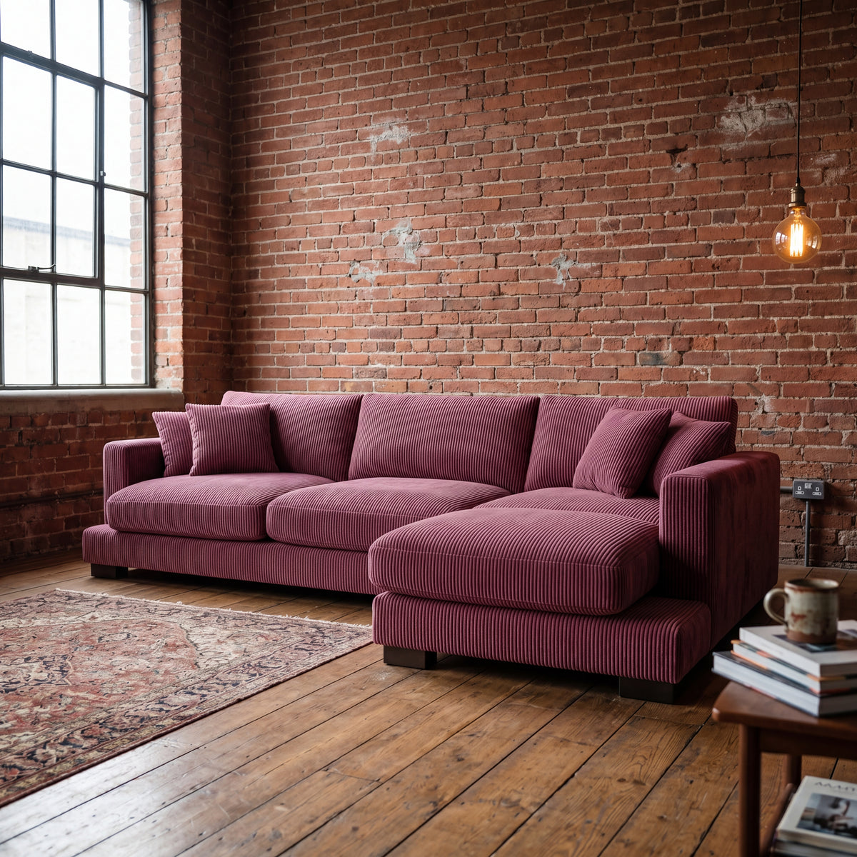 Cloud Chaise Lounge Burgundy Corduroy
