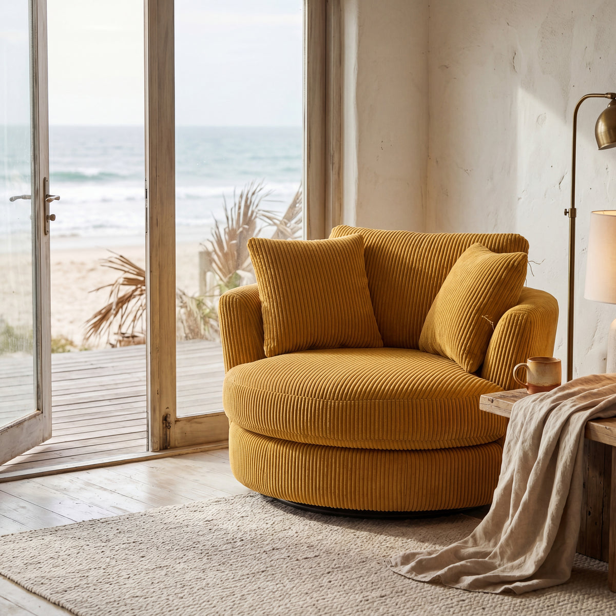 Cuddle Swivel Chair - Mustard