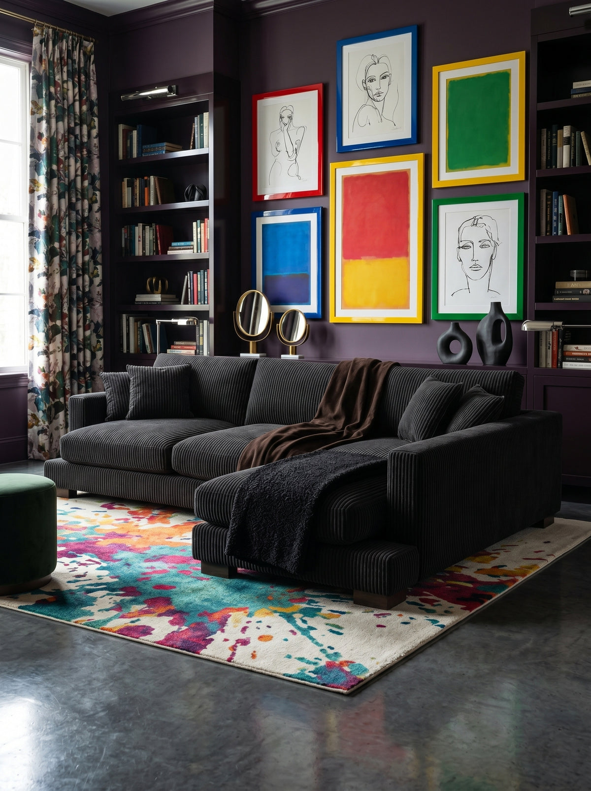 Bagira Black Corduroy Cloud Chaise Lounge