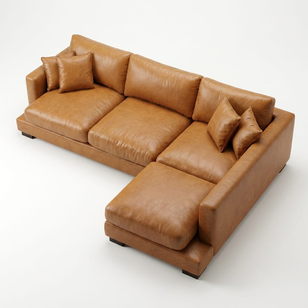 Cloud Chaise Lounge Tan Leather